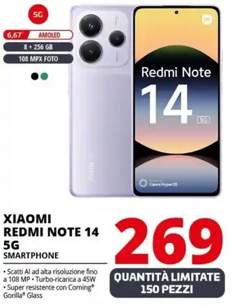 Comet XIAOMI REDMI NOTE 14 5G SMARTPHONE offerta