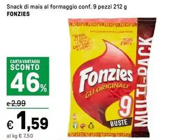 Iper La Grande Snack di mais al formaggio FONZIES offerta