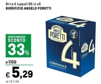 Iper La Grande Birra 4 luppoli BIRRIFICIO ANGELO PORETTI offerta