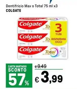 Iper La Grande Dentifricio Max o Total  COLGATE offerta