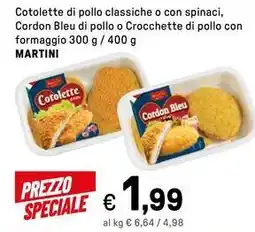 Iper La Grande Cotolette di pollo classiche o con spinaci, MARTINI offerta