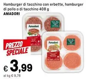 Iper La Grande Hamburger di tacchino con erbette, hamburger di pollo o di tacchino AMADORI offerta