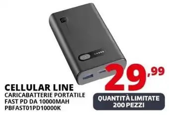 Comet CELLULAR LINE CARICABATTERIE PORTATILE FAST PD DA 10000MAH PBFAST01PD10000K offerta