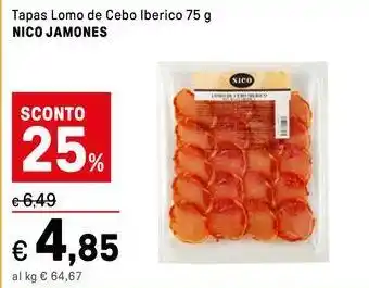 Iper La Grande Tapas Lomo de Cebo Iberico NICO JAMONES offerta