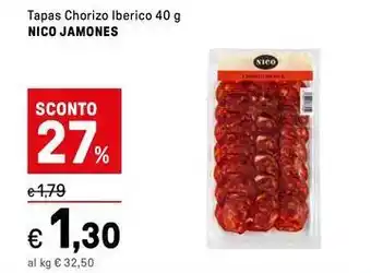 Iper La Grande Tapas Chorizo Iberico NICO JAMONES offerta