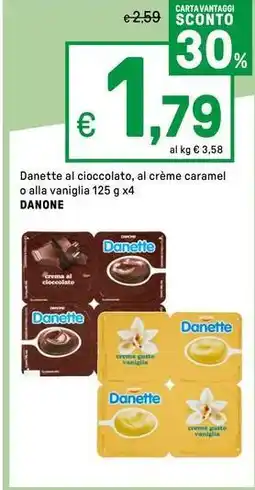 Iper La Grande Danette al cioccolato, al crème caramel o alla vaniglia offerta