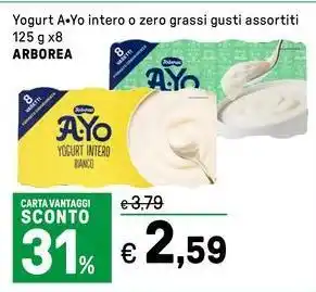 Iper La Grande Yogurt A-Yo intero o zero grassi gusti assortiti ARBOREA offerta