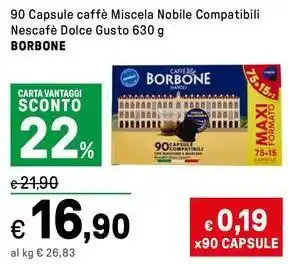 Iper La Grande Caffee Miscela Nobile Compatibili Nescafé Dolce Gusto BORBONE offerta