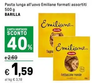 Iper La Grande Pasta lunga all'uovo Emiliane formati assortiti BARILLA offerta