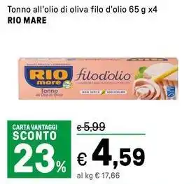 Iper La Grande Tonno all'olio di oliva filo d'olio RIO MARE offerta