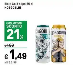 Iper La Grande Birra Gold o Ipa HOBGOBLIN offerta