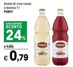 Iper La Grande Aceto di vino rosso o bianco PONTI offerta