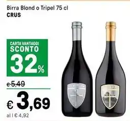 Iper La Grande Birra Blond o Tripel CRUS offerta