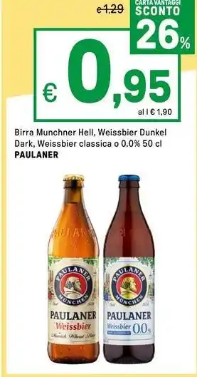 Iper La Grande Birra Munchner Hell, Weissbier Dunkel Dark, Weissbier classica o 0.0% PAULANER offerta