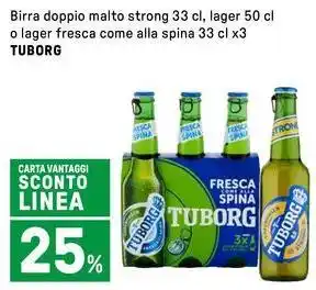 Iper La Grande Birra doppio malto strong, lager o lager fresca come alla spina TUBORG offerta