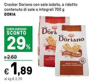 Iper La Grande Cracker Doriano con sale iodato, a ridotto contenuto di sale o integrali DORIA offerta