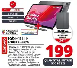 Comet Lenovo tab M11 LTE TABLET TB330XU offerta