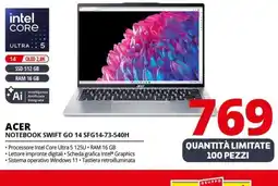 Comet ACER NOTEBOOK SWIFT GO 14 SFG14-73-540H offerta