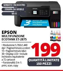 Comet EPSON MULTIFUNZIONE ECOTANK ET-2875 offerta