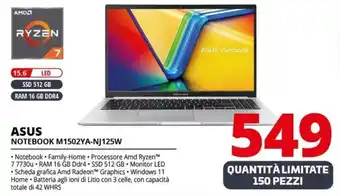 Comet ASUS NOTEBOOK M1502YA-NJ125W offerta