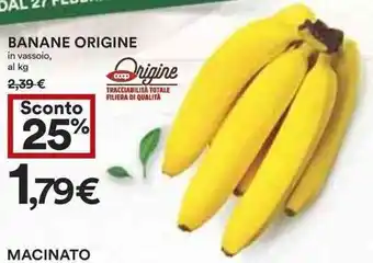 Coop Banane origine in vassoio, al kg offerta