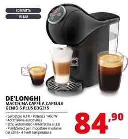 Comet DE'LONGHI MACCHINA CAFFÈ A CAPSULE GENIO S PLUS EDG315 offerta