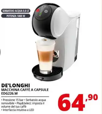 Comet DE'LONGHI MACCHINA CAFFÈ A CAPSULE EDG226.W offerta