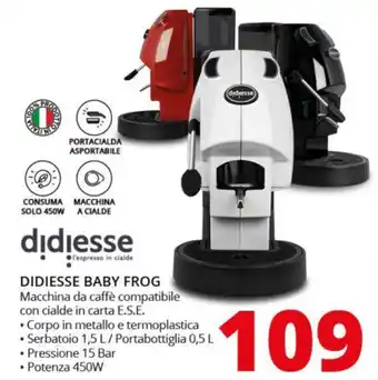 Comet DIDIESSE BABY FROG Macchina da caffè compatibile con cialde in carta E.S.E. offerta