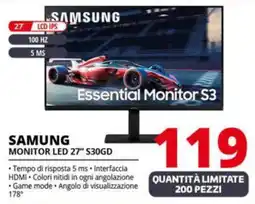 Comet SAMSUNG MONITOR LED 27" S30GD offerta