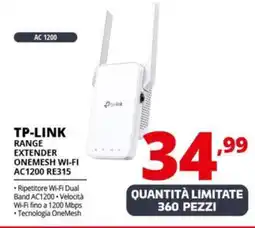 Comet TP-LINK RANGE EXTENDER ONEMESH WI-FI AC1200 RE315 offerta