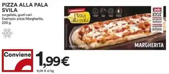 Coop Pizza alla pala svila surgelata, gusti vari. Esempio: pizza Margherita, offerta