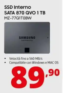 Comet SAMSUNG SSD Interno SATA 870 QVO 1 TB offerta