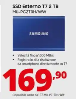 Comet SAMSUNG SSD Esterno T7 2 TB offerta