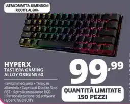 Comet Hyperx tastiera gaming alloy origins 60 offerta