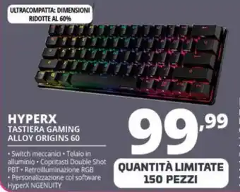 Comet Hyperx tastiera gaming alloy origins 60 offerta