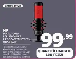 Comet Hp microfono per streamer e podcaster hyperx quadcast offerta