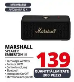 Comet MARSHALL SPEAKER EMBERTON III offerta