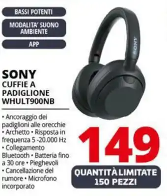 Comet SONY CUFFIE A PADIGLIONE WHULT900NB offerta