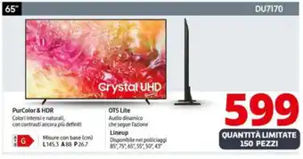 Comet SAMSUNG Crystal UHD 65" DU7170 offerta