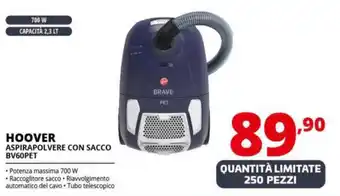 Comet HOOVER ASPIRAPOLVERE CON SACCO BV60PET offerta