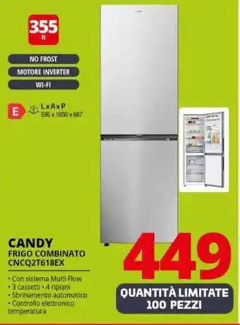 Comet CANDY FRIGO COMBINATO CNCQ2T618EX offerta