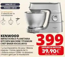 Comet KENWOOD IMPASTATRICE PLANETARIA KITCHEN MACHINE TITANIUM CHEF BAKER KVC65.001SI offerta