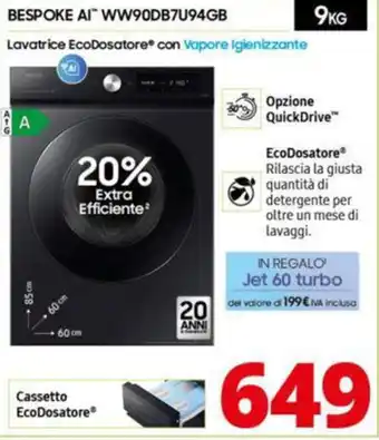 Comet SAMSUNG BESPOKE AI WW90DB7U94GB offerta