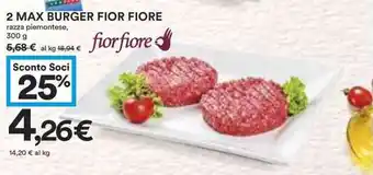 Coop 2 max burger fior fiore razza piemontese, offerta