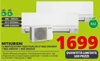 Comet MITSUBISHI CLIMATIZZATORE FISSO DUALSPLIT MXZ-2HA40VF + MSZ-DW25VF+ MSZ-DW35VF offerta