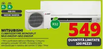 Comet MITSUBISHI CLIMATIZZATORE MONOSPLIT MUZ-DW25VF+MSZ-DW25VF offerta