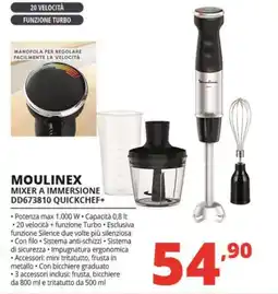 Comet MOULINEX MIXER A IMMERSIONE DD673810 QUICKCHEF+ offerta