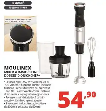 Comet MOULINEX MIXER A IMMERSIONE DD673810 QUICKCHEF+ offerta