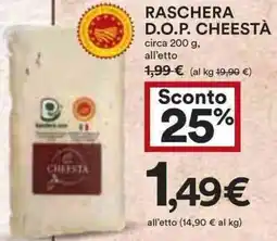 Coop Raschera d.o.p. cheestà circa all'etto offerta