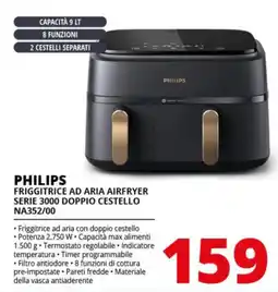 Comet PHILIPS FRIGGITRICE AD ARIA AIRFRYER SERIE 3000 DOPPIO CESTELLO NA352/00 offerta